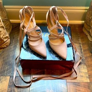 Nude suede heels